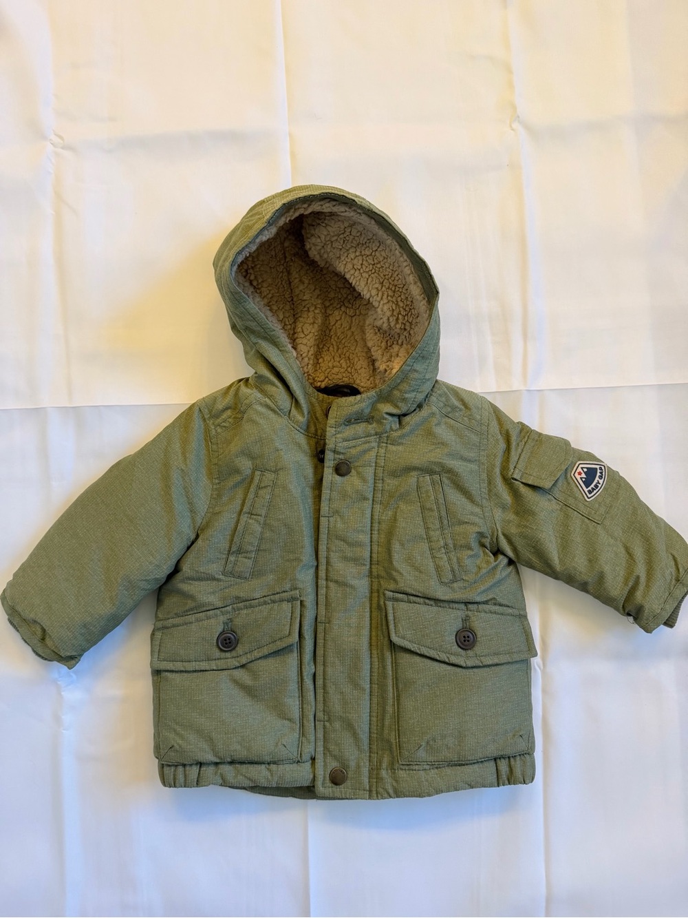 BABY GAP Kids Hooded Puffer Jacket - Olive Green